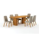 Ver imagem 1 de Conjunto Sala de Jantar Ísis 180cm com 6 Cadeiras Tampo Orgânico s/ Vidro Cinamomo Cinamomo/Linho Pa