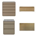 Ver imagem 2 de Conjunto Cabeceira Florença King/Casal - Cômoda + Mesas de Cabeceira+ Sapateira Marrom/Hannover/Fendi