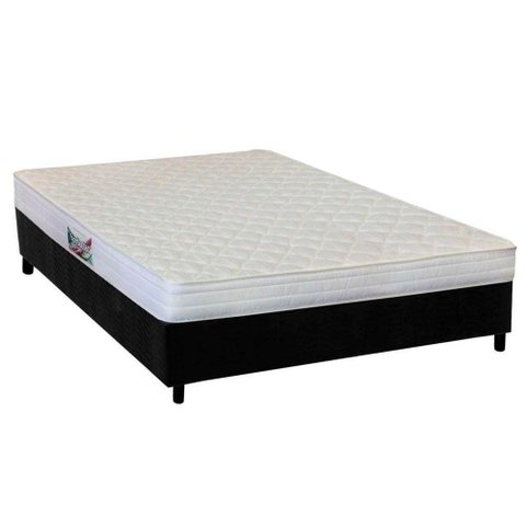 Cama Box Casal: Colchão Ortopédico Herval AG65 Frontier + Base CRC Suede Black(138x188)