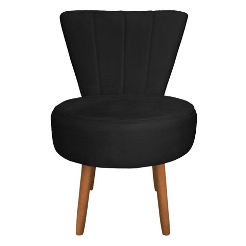 Poltrona Decorativa Royal Base Giratória de Madeira Slk Decor Preto