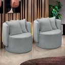 Ver imagem 1 de Kit 2 Poltrona Orgânica Maya Boucle Cinza Redonda Decorativa - Arkell