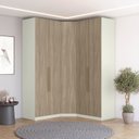 Ver imagem 1 de Guarda-Roupa Modulado de Canto Oblíquo 5 Portas MDF Seletto Marrom/Areia/Jequetibá