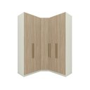 Ver imagem 2 de Guarda-Roupa Modulado de Canto Oblíquo 5 Portas MDF Seletto Marrom/Areia/Jequetibá