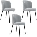 Ver imagem 1 de Kit 3 Cadeiras Sala de Jantar Estofada Gavi L02 Bouclê Cinza - Lyam Decor