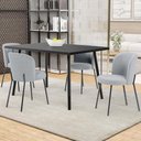 Ver imagem 6 de Kit 3 Cadeiras Sala de Jantar Estofada Gavi L02 Bouclê Cinza - Lyam Decor
