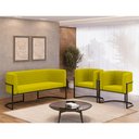 Ver imagem 2 de Kit 2 Poltronas + Sofá 2 Lugares Base de Metal Black Balaqui Cor:amarelo