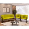 Kit 2 Poltronas + Sofá 2 Lugares Base de Metal Black Balaqui Cor:amarelo - 2