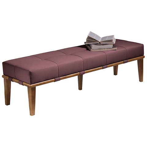 Recamier Decorativo 160cm Martínez Veludo Pés Madeira Rosa/Mel - Gran Belo