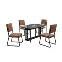 Ver imagem 2 de Conjunto Sala de Jantar Mesa 120x90cm Base Pérola Tampo MDF Laca com Vidro Napoli Preto/Marrom