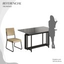 Ver imagem 5 de Conjunto Sala de Jantar Mesa 120x90cm Base Pérola Tampo MDF Laca com Vidro Napoli Preto/Creme