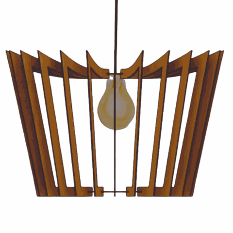 Luminária Teto tipo Pendente COROA MDF Completa -:MDF Marrom