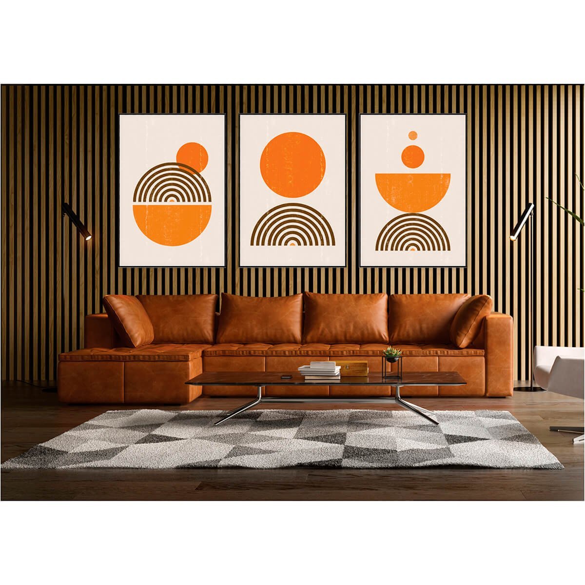 Kit Com 3 Quadros Decorativos Abstratos Com Moldura E Vidro Para Sala Quarto Escritório E 2819