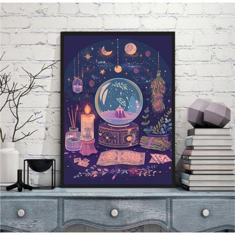 Quadro Decorativo Bola Mágica de Cristal 24x18cm:moldura Preta