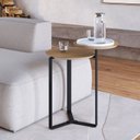 Ver imagem 1 de Mesa de Centro Dois Tampos Chanfrado Orgânica Pé Metal Complementos Marrom Hanover/Preto