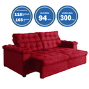Ver imagem 3 de Sofá New Austrália 3 metros Retratil e Reclinavel Suede Vermelho – Sofá na Web