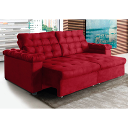 Sofá New Austrália 3 metros Retratil e Reclinavel Suede Vermelho – Sofá na Web - 2