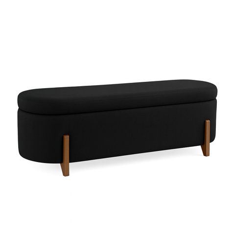 Banco Baú Organizador Estofado Orgânico Milão Peseira 1,40 Bouclê Preto - Montanari's Decor