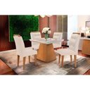Ver imagem 1 de Conjunto: Mesa Sala Jantar Luna C/ Tampo Madeirado C/ Vidro Canto Curvo 90x90cm e 4 Cadeiras