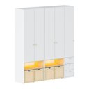 Ver imagem 2 de Guarda-Roupa Modulado Infantil com LED 3 Peças 5 Portas Wave Casatema MadeiraOriginals Branco/Marrom