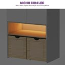 Ver imagem 7 de Guarda-Roupa Modulado Infantil com LED 3 Peças 5 Portas Wave Casatema MadeiraOriginals Branco/Marrom