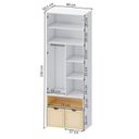 Ver imagem 6 de Guarda-Roupa Modulado Infantil com LED 3 Peças 5 Portas Wave Casatema MadeiraOriginals Branco/Marrom