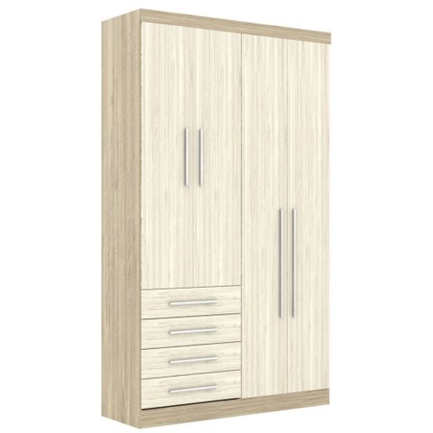 Guarda Roupa Modulado 4 Portas 4 Gavetas 193 Master Avelã Rústico/ártico Rústico - Eucamóveis