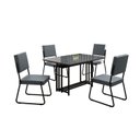 Ver imagem 2 de Conjunto Sala de Jantar Mesa 120x90cm Base Pérola Tampo MDF Laca com Vidro Napoli Preto/Grafite