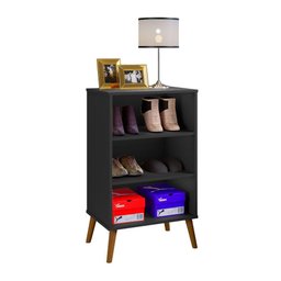 Sapateira Retro Luna Preto 2 Portas P/ 12 Pares -pes de Madeira - 3