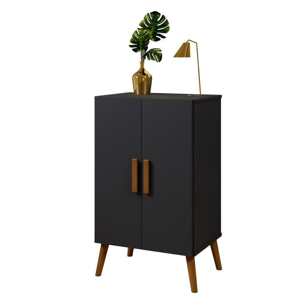 Sapateira Retro Luna Preto 2 Portas P/ 12 Pares -pes de Madeira - 6