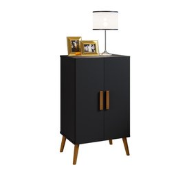 Sapateira Retro Luna Preto 2 Portas P/ 12 Pares -pes de Madeira - 1