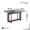 Ver imagem 3 de Conjunto Sala de Jantar Mesa 120x90cm Base Pérola Tampo MDF Laca com Vidro Napoli Marrom/Preto