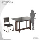 Ver imagem 5 de Conjunto Sala de Jantar Mesa 120x90cm Base Pérola Tampo MDF Laca com Vidro Napoli Marrom/Preto