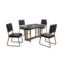 Ver imagem 2 de Conjunto Sala de Jantar Mesa 120x90cm Base Pérola Tampo MDF Laca com Vidro Napoli Marrom/Preto