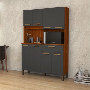 Armário Jade Cozinha Sofisticada 8 Portas Diversas Cores:cinza