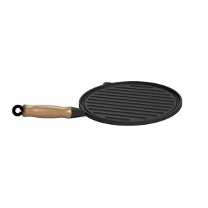 Bifeteira Chapa Ferro Fundido Redonda Estriada 26 Cm