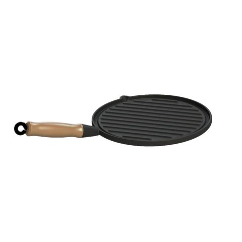 Bifeteira Chapa Ferro Fundido Redonda Estriada 26 Cm