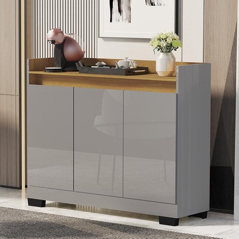 Aparador Buffet Sala Lord 3 Portas Onix/Mel