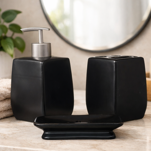 Kit Banheiro Lavabo P/ Sabonete Líquido Escova Black / 105