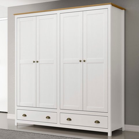 Guarda Roupa Casal 176cm 4 Portas 2 Gavetas Lázio Branco/freijó F07 - Mpozenato