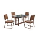 Ver imagem 2 de Conjunto Sala de Jantar Mesa 120x90cm Base Pérola Tampo MDF Laca com Vidro Napoli Marrom