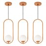Kit 3 Luminária Lustre Pendente Teto Arco Globo Lavabo Cobre - 1