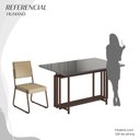 Ver imagem 5 de Conjunto Sala de Jantar Mesa 120x90cm Base Pérola Tampo MDF Laca com Vidro Napoli Marrom/Creme