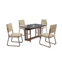 Ver imagem 2 de Conjunto Sala de Jantar Mesa 120x90cm Base Pérola Tampo MDF Laca com Vidro Napoli Marrom/Creme
