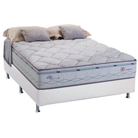 Cama Box Casal: Colchão Molas Herval Maxspring Oslo + Base Crc Courano White(138x188)