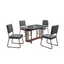 Ver imagem 2 de Conjunto Sala de Jantar Mesa 120x90cm Base Pérola Tampo MDF Laca com Vidro Napoli Marrom/Grafite
