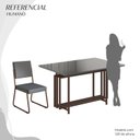 Ver imagem 5 de Conjunto Sala de Jantar Mesa 120x90cm Base Pérola Tampo MDF Laca com Vidro Napoli Marrom/Grafite