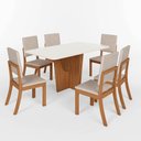 Ver imagem 2 de Conjunto Mesa de Jantar Vértice com Vidro e 6 Cadeiras Milla Henn - Nature/off White/linho
