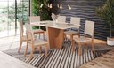 Ver imagem 1 de Conjunto Mesa de Jantar Vértice com Vidro e 6 Cadeiras Milla Henn - Nature/off White/linho