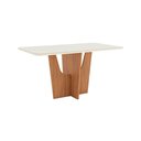 Ver imagem 5 de Conjunto Mesa de Jantar Vértice com Vidro e 6 Cadeiras Milla Henn - Nature/off White/linho