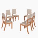 Ver imagem 7 de Conjunto Mesa de Jantar Vértice com Vidro e 6 Cadeiras Milla Henn - Nature/off White/linho